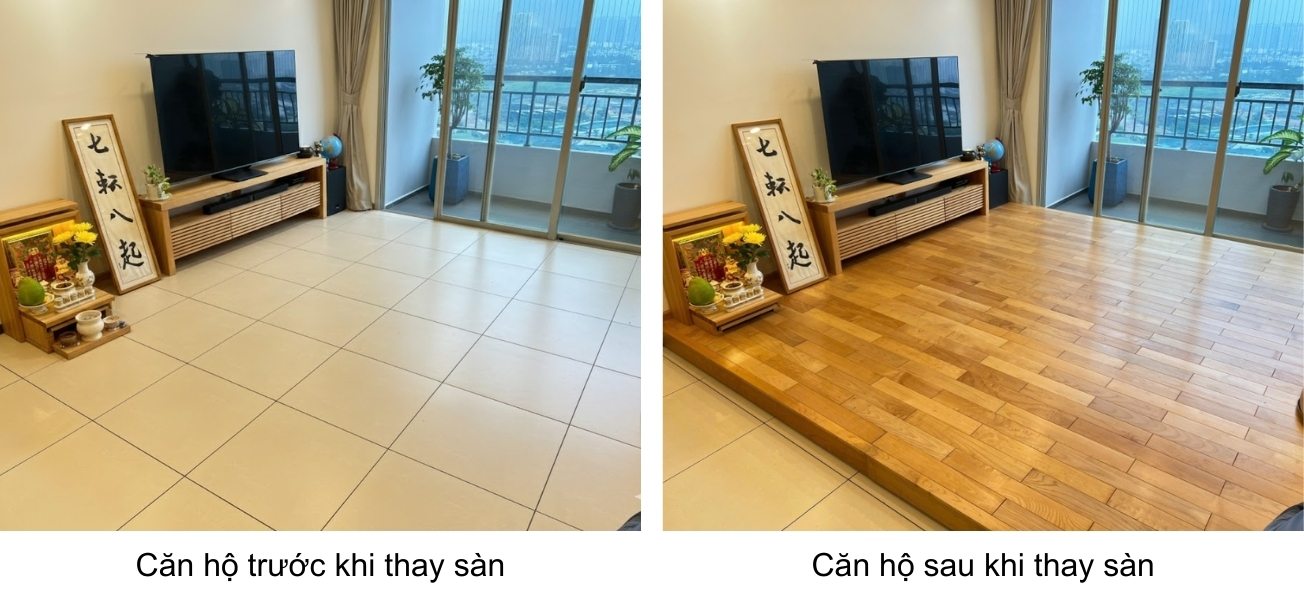căn hộ trước và sau thay sàn